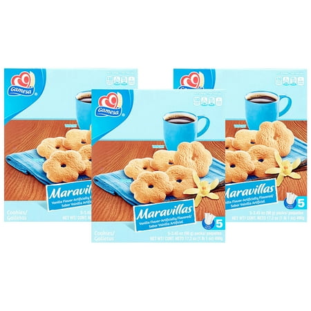 Signature Cookie Gift Box - (3 Pack) Gamesa Maravillas Vanilla Flavored Cookies, 5 Packs Per Box, 17.2 oz Box