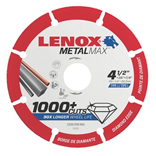 Lenox Tools 1972921 METALMAX Diamond Edge Cutoff Wheel 4.5" x 7/8" 