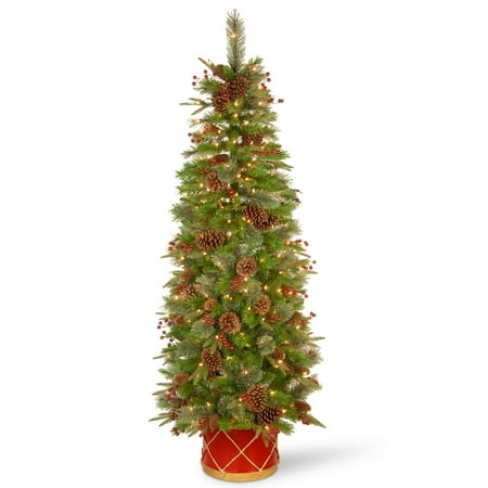 National Tree Company Clear Prelit Incandescent Green Decorated Half Christmas Tree, 6'