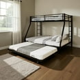 thumbnail image 3 of Tcbosik Twin XL Over Queen Size Bunk Bed with Trundle, Heavy-Duty Metal Bed Frame with Full-Length Guardrail and Built-in Ladders, Space Saving, Black, 3 of 10