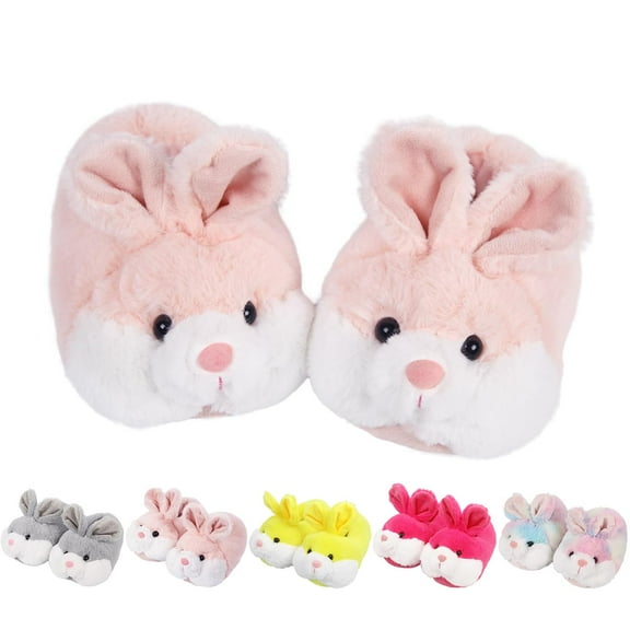 Kids Classic Bunny Slippers,Cute Animal Anti Slip House Shoes for Boy and Girl,Pink Rabbit Slippers Christmas Halloween Easter Gifts（Size：5-6）