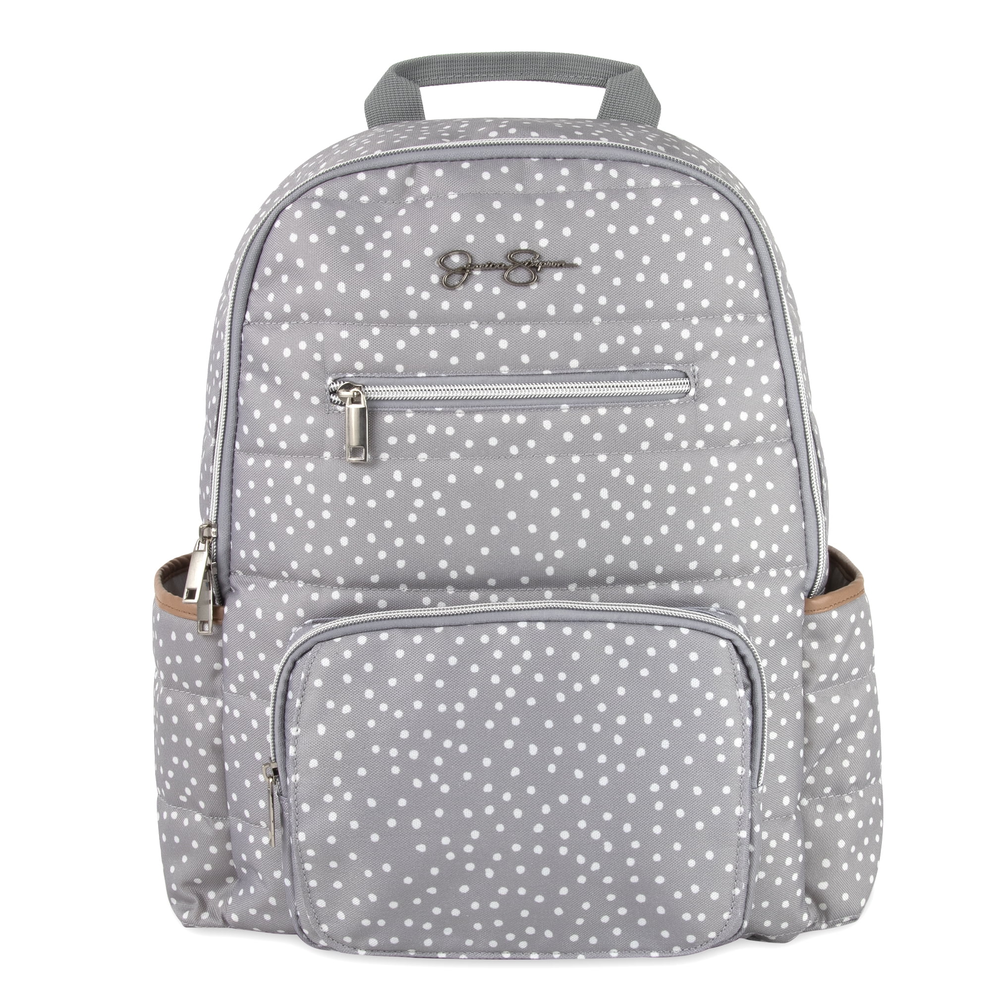 Jessica Simpson Gray Line Quilted Multi Pocket Dual Zipper Closure