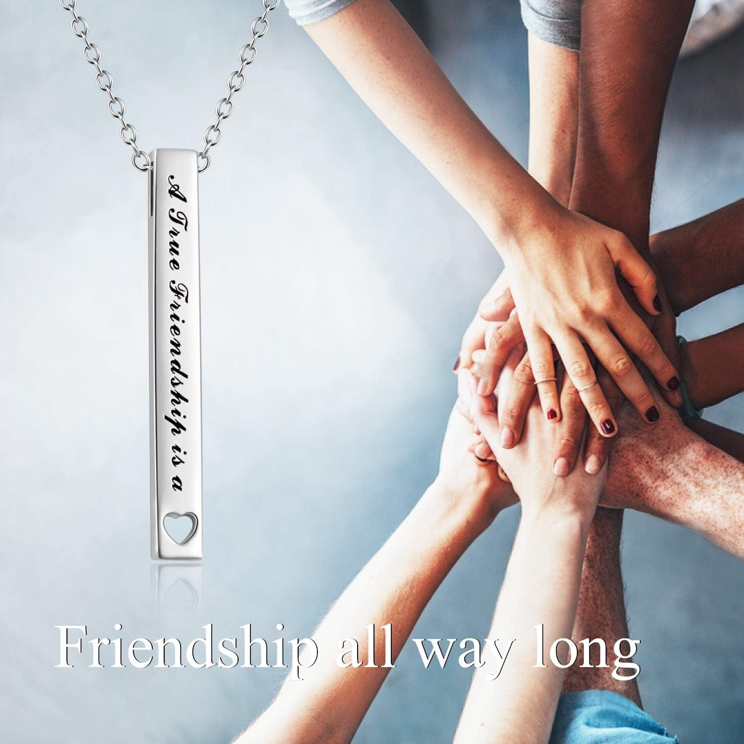 Sterling Silver Bar Necklace - Inspirational Jewelry for Women: Birthday Gifts for Sister, Friends