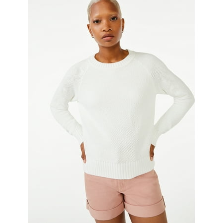 Free Assembly Women's Raglan Novelty Stitch Sweater