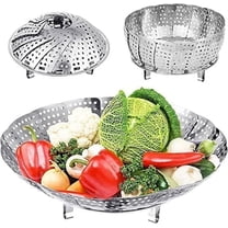 Stainless Steel Vegetable Steamer Basket - Silver, 27cm | Folding Expandable Steamers To Fits Various Size Pot - Veggie Steamer Basket | Momo Steamer Basket - Durable & Dishwasher Safe