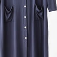 thumbnail image 6 of Blmnix Button Down Nightgown Nightgowns for Women Bamboo Nightgowns Nightshirts Sleep Dress Below-the-Knee 3/4 Sleeve V-Neck Gray Mumu Nightgown for Women, 6 of 9