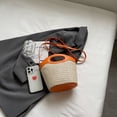 thumbnail image 3 of Bolsa tejido de hierba de playa, Bolsa de empalme de PU tejido a mano a la moda, regalos perfectos para festivales Tmvgtek Para Estrenar, 3 of 5