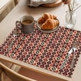 thumbnail image 3 of Red Brown Geometric Placemats Set of 12 Ethnic Southwest Country Place Mats Indoor Wipeable Table Mats Washable Cloth Dining Table Placemats for Kitchen Holiday Party Home Decor 13x19 Inch, 3 of 9