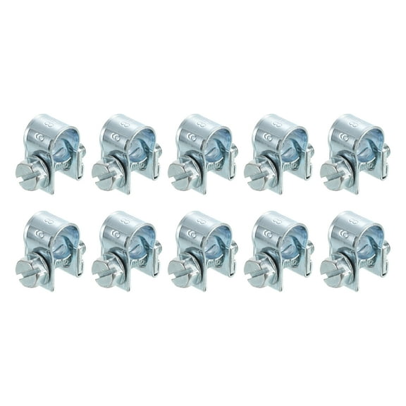 10Pack Mini Fuel Line Pipe Hose Clamp Clip, Adjustable 6-8mm, Zinc Plated