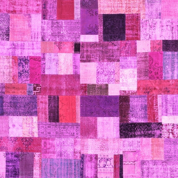 Ahgly Company Indoor Square Patchwork Pink Transitional Area Rugs, 3' Square