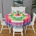 thumbnail image 2 of Colorful Rainbow Tie Dye Spiral Pattern Round Tablecloth 60"x60",Wrinkle Wipeable Table Cloth for Kitchen Dining Room Picnic Patio Party, 2 of 6
