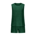 thumbnail image 3 of 2 Piece Sets for Women Plus Size Fashion Woman Round Neck Sleeveless Blouse Loose Pockets Pants Sets Green S, 3 of 3