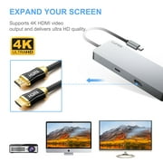 USB C Hub, EQUIPD Aluminum 7 in 1 USB Type C to 4K HDMI Multiport Adapter, 1 USB 3.0 / 2 USB 2.0 Ports, 87W PD, USB C Hub Multiport Adapter for MacBook Pro/Air HP XPS and Other Type C Devices (Grey)