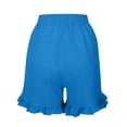 thumbnail image 5 of Hvogkswy Linen Shorts for Women, Solid Color Ruffled Elastic Waist Pants with Pockets Soft Breathable Summer Beach Casual Flowy Wide Leg Shorts, 5 of 8