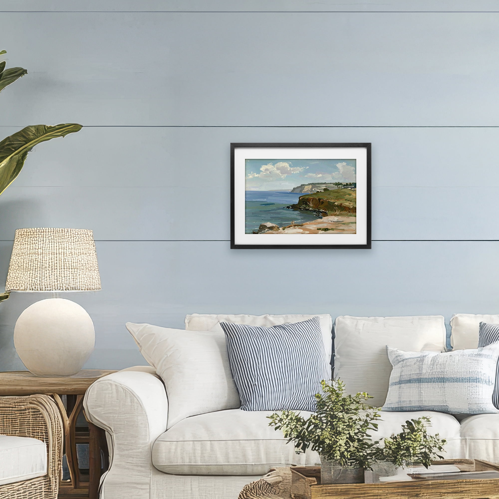 Stupell Industries Along The Shore Scenery Black Framed Print Under Glass, design by Alonza Saunders
