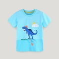 thumbnail image 2 of TOWED22 Toddler Boy Graphic Shirts, Dinosaur Short Sleeve Cotton Tshirt, Kids Summer Cars Tees Top Clothes(Sky Blue,1-2 Y), 2 of 6