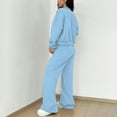 thumbnail image 4 of Women Sweatsuits 2 Piece Set Zip Up Sweatshirt and Wide Leg Sweatpants Set Sky Blue XL, 4 of 5