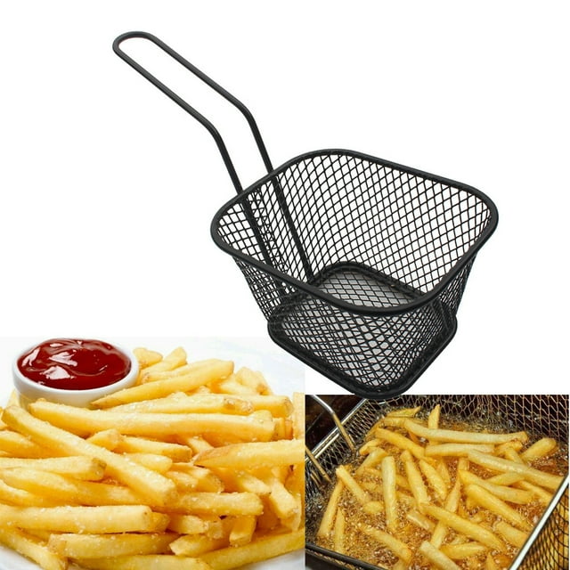 Yhmxh Basket,Laundry Basket,fruit basket,Storage and Organization Electroplate Stainless Steel Mini Frying Net Square Block Mesh Kitchen Tools Fries Rack