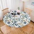 thumbnail image 3 of Round Tablecloth Fitted Elastic Edge Patio Table Covers Wrinkle Resistant Waterproof Vinyl Table Cloth for Picnic Camping Indoor and Outdoor，Watercolor Leaves and Berries 45"-56", 3 of 4