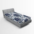 thumbnail image 2 of Ambesonne Abstract Floral Fitted Sheet, Blooming Fun Blooms, Twin Size, Indigo and Multicolor, 2 of 5