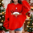 thumbnail image 2 of Lorytime Christmas Sweater for Kids Girls Boys Reindeer Hoodies Long Sleeve Pullover Drop Shoulder Cute Tops Red 13 Years, 2 of 4
