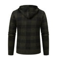 thumbnail image 5 of Mens Plaid Shirts Jacket Solid Color Zipper Pockets Long Sleeve Hooded Plaid Flannel Coat, 5 of 5