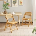 thumbnail image 2 of Costway Rattan Cane Folding Chairs Set of 4 with Rotatable Backrests 330lbs Capacity, 2 of 8
