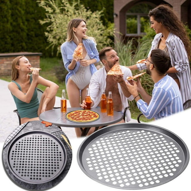 mtvxesu Moule à Pizza en Acier Inoxydable de 11,5 Pouces avec Trous, Grille Ronde, Plateau d'Écran de Cuisson pour une Cuisson Uniforme au Four, Maison, Restaurant, 1 Pce