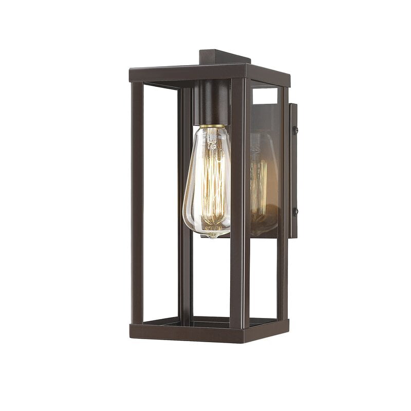 2 Pack Oil Rubbed Bronze Outdoor Wall Mount Lantern Lights Exterior Seeded Glass 