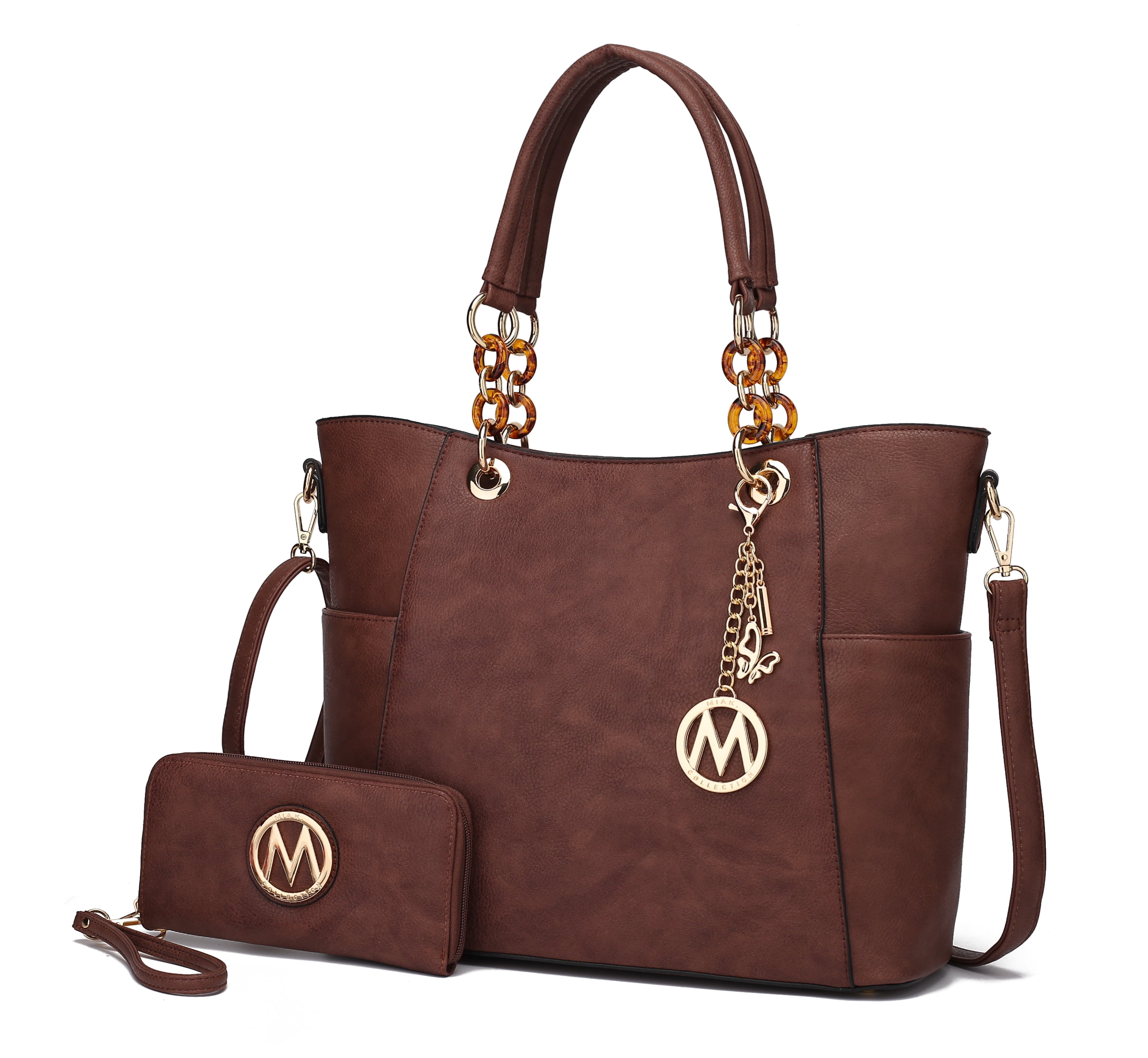 Farrow Eden 3PC Shoulder Tote Bag Business Top-handle Handbags Wallet Purse Set & Wristlet Pouch by Mia K 