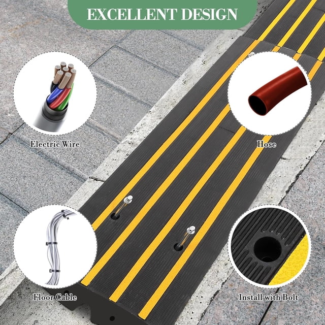 QinaQin 2 PC 48Inch Rubber Curb Ramp, Heavy Duty, Yellow