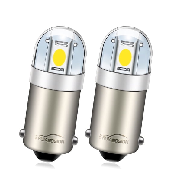 Ruiandsion BA9S Mini LED Bulb, 6V 0.42W 6000K White Non-Polarity, Replacement for Dome Light and Map Light Backup Light and Trunk Cargo Light, 2-Pack