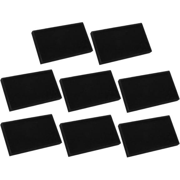 8PCS Jewelry Organizer Tray Stackable, Wooden Jewelry Containers Velvet Drawer Organizer Inserts Holder for Earrings Necklaces Rings Bracelet (8.5" x 5.1" x 1" Black)
