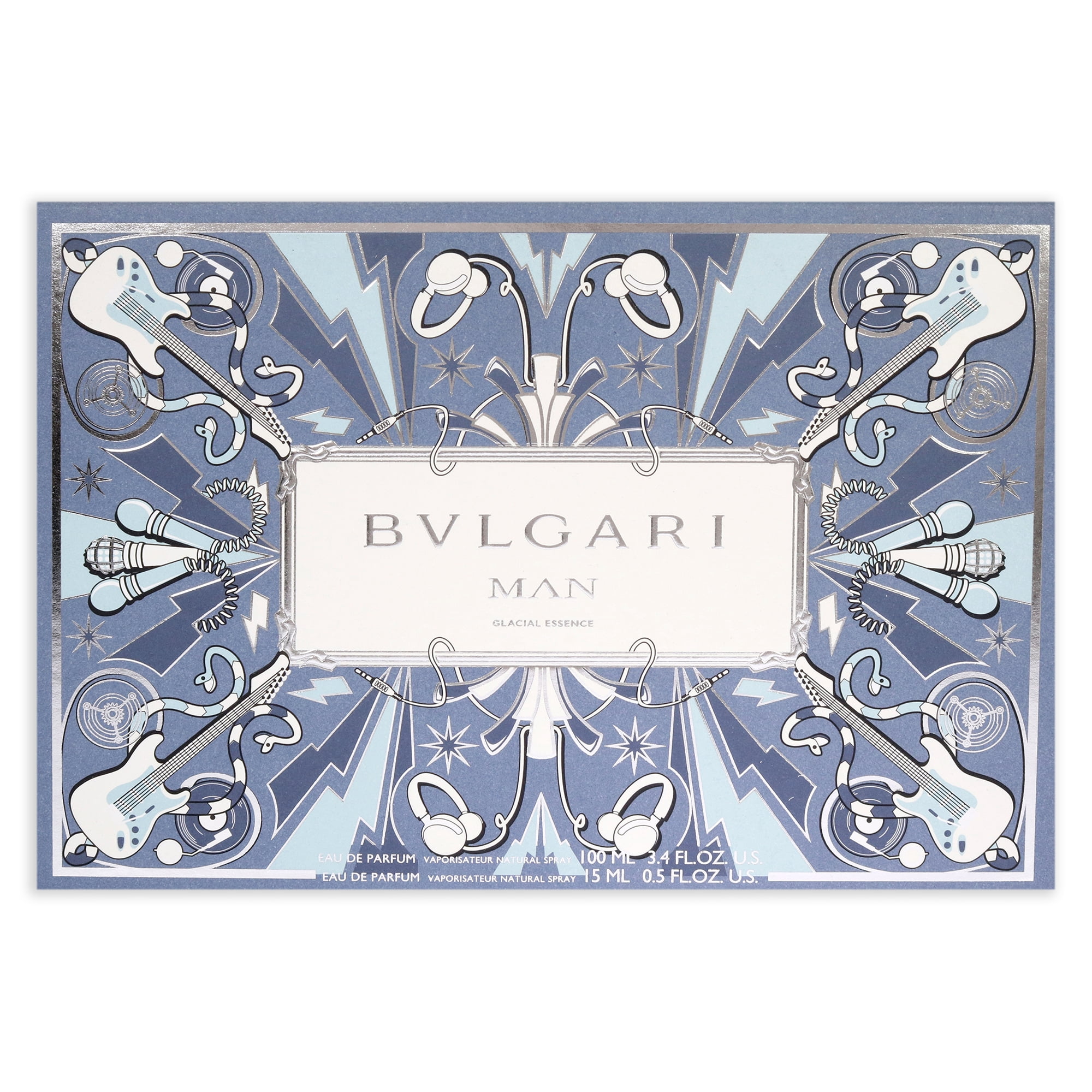 Bvlgari Man Glacial Essence , 2 Pc Gift Set 3.4oz EDP Spray, 0.5oz