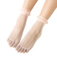 thumbnail image 2 of Pink Socks Women Solid Lace Mesh Socks Hollow Ruffle Non Slip Socks Toe Socks, 2 of 4