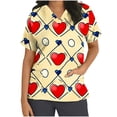 thumbnail image 2 of Valentines Day Scrub Tops Women, Heart Blouses for Women, Short Sleeve V Neck Shirts Women's Valentine's Day Printed Blouse with Pockets Nurse Tops Short Sleeved V-Neck Tops Shirt, 2 of 5