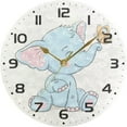 thumbnail image 5 of GZHJMY Cute Baby Elephant with Butterfly Wall Clock, 10" Silent Non Ticking Round Clock, Oil Painting Easy to Read Clock for Living Room Bedroom Bathroom Home Decor Holiday Gifts, 5 of 7