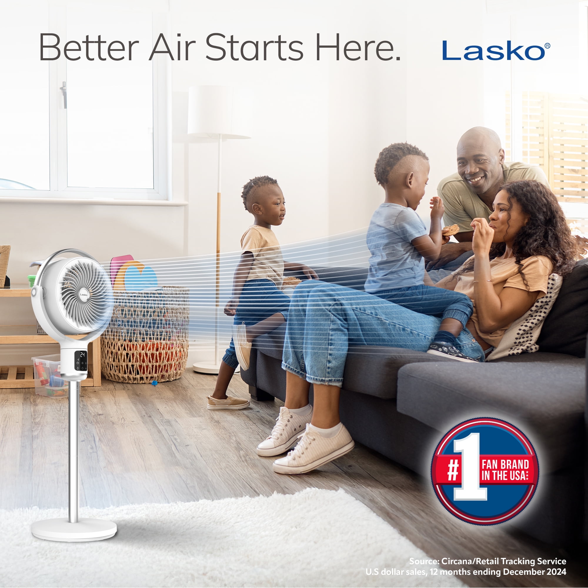Lasko Whirlwind 7” 24-Speed Orbital Motion 25ft/s Airflow Remote Control Pedestal Fan, APDC301