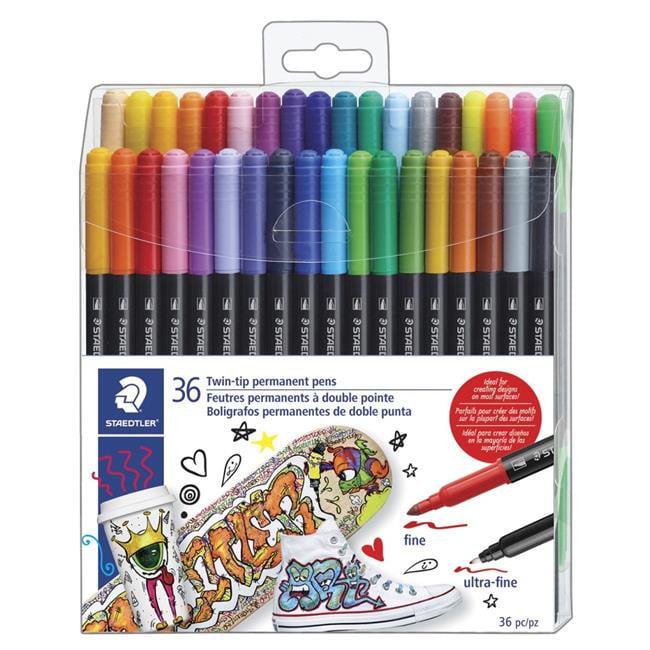 Staedtler 2004256 Twin Tip Permanent Marker Pens, Assorted Color Set