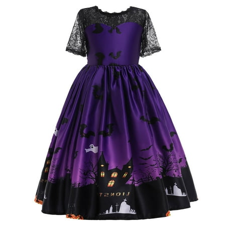

Tejiojio Girls and Toddlers Soft Cotton Clearance Kids Child Girls Cartoon Printing Pageant Gown Halloween Party Princess Dress