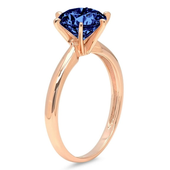 0.5 ct Round Cut Simulated Tanzanite Solitaire Engagement Ring for Women in 18K Rose Gold