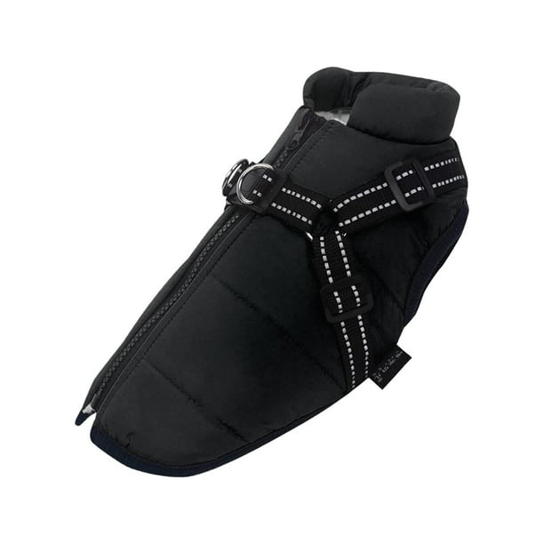 Chaqueta de invierno para perros Protección para mascotas Cremallera Transpirable Espesar Ropa Traje Cachorro Cálido Cómodo Abrigo impermeable Chaleco negro y grande Yinane Chaqueta de perros