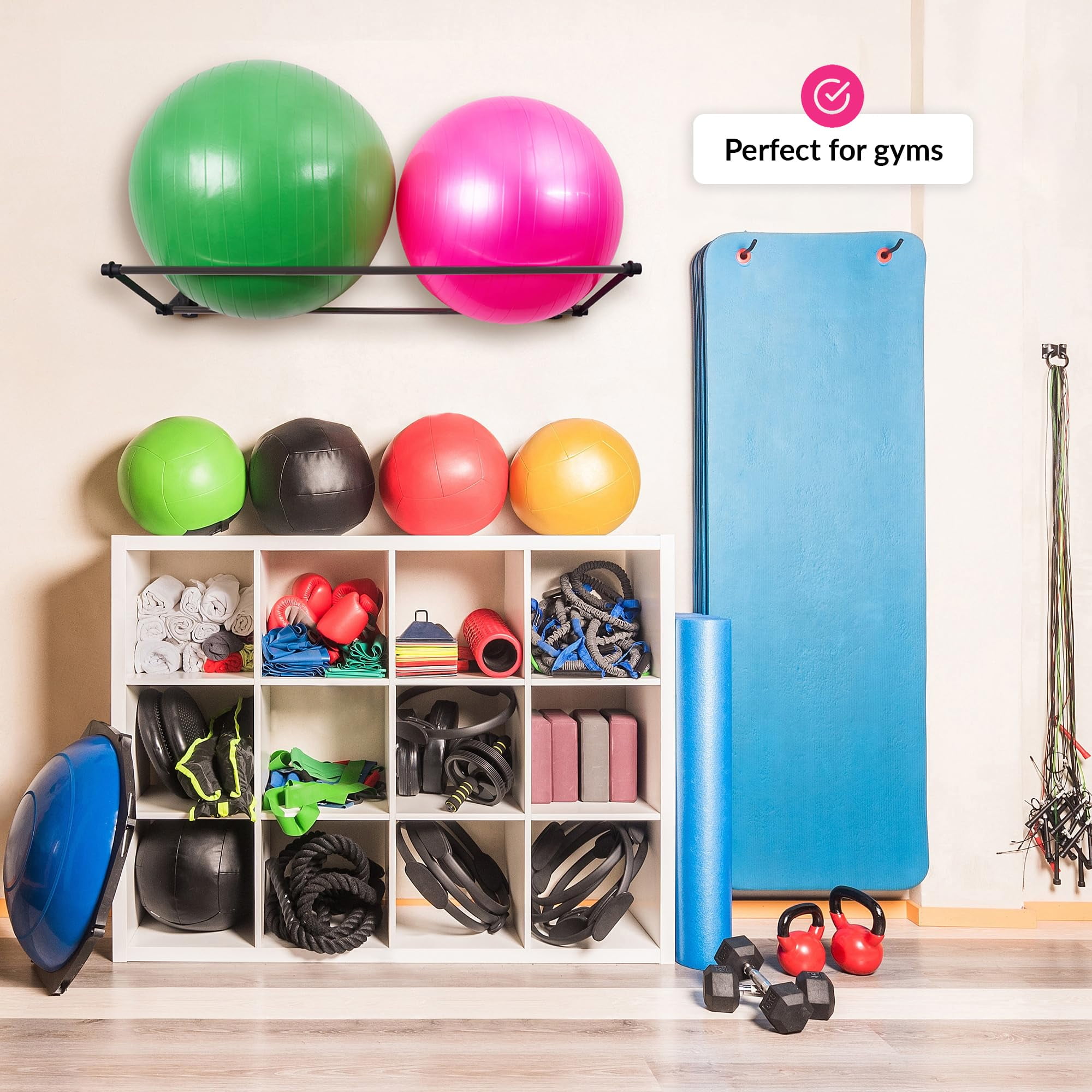 Exercise Ball Holder Organize Your Space Wall Mounted Ball Rack Yoga Ball Holder Exercise Ball Wall Mount Fitness Ball Rack Stability Ball Rack For Gyms