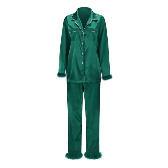 Family Christmas Pajamas Matching Sets Mom Style Soft Satin Green Christmas Pajamas