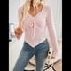 thumbnail image 5 of Camisa de Larga con Estampado Estético Y2K para Mujer, Estilo Moderno, con Cordón Fruncido, Corte Entallado, Ropa Y2K. Rosa L, 5 of 9