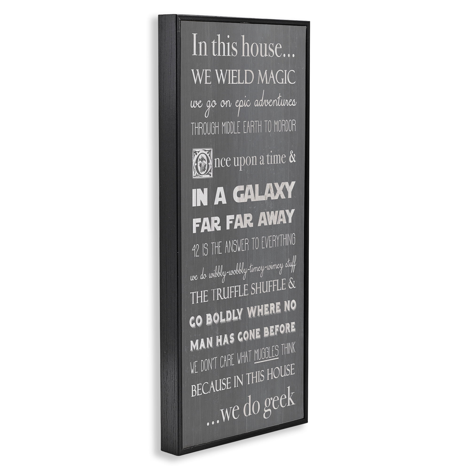 Stupell Industries Family Movie Night Phrases Typography Painting Black Framed Art Print Wall Art, 10 x 24