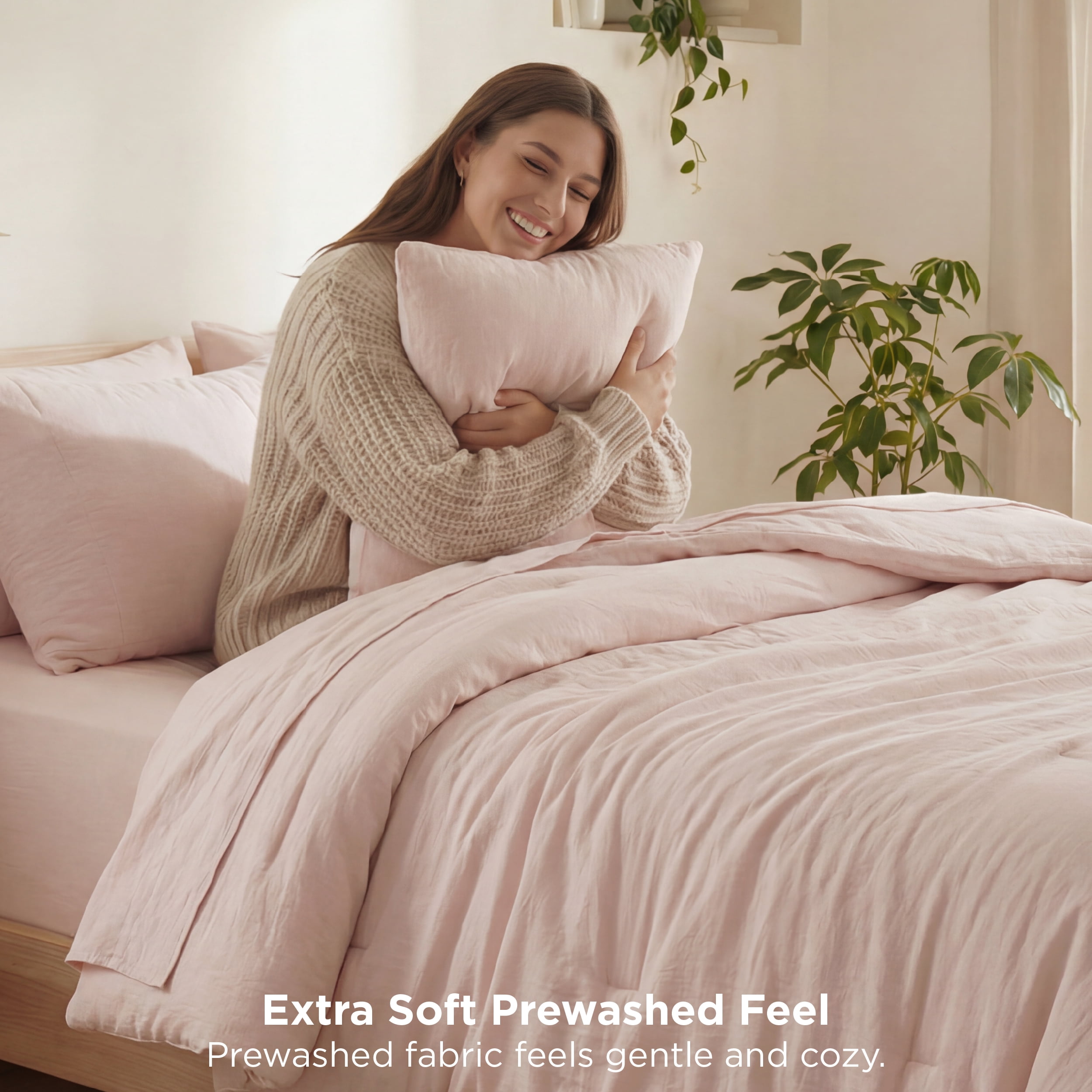 U by Bedsure 2 Pieces Twin Comforter Bedding Set, Pink Comforter Set for All Seasons, 1 Lightweight Prewashed Twin XL Comforter and 1 Pillowcases, Rose Dust