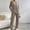 Khaki, variant on Sales Today Clearance Women's Sleepwear 2 Piece Outfits For Women Knit Sweater Long Sleeve Crewneck Tops And Wide Leg Pants 2024 Ribbed Fall Set
