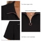 thumbnail image 3 of Jersey con cremallera de un cuarto para mujer, Top de manga corta con cuello vuelto, camisa holgada de verano de Color puro, color negro M, 3 of 4