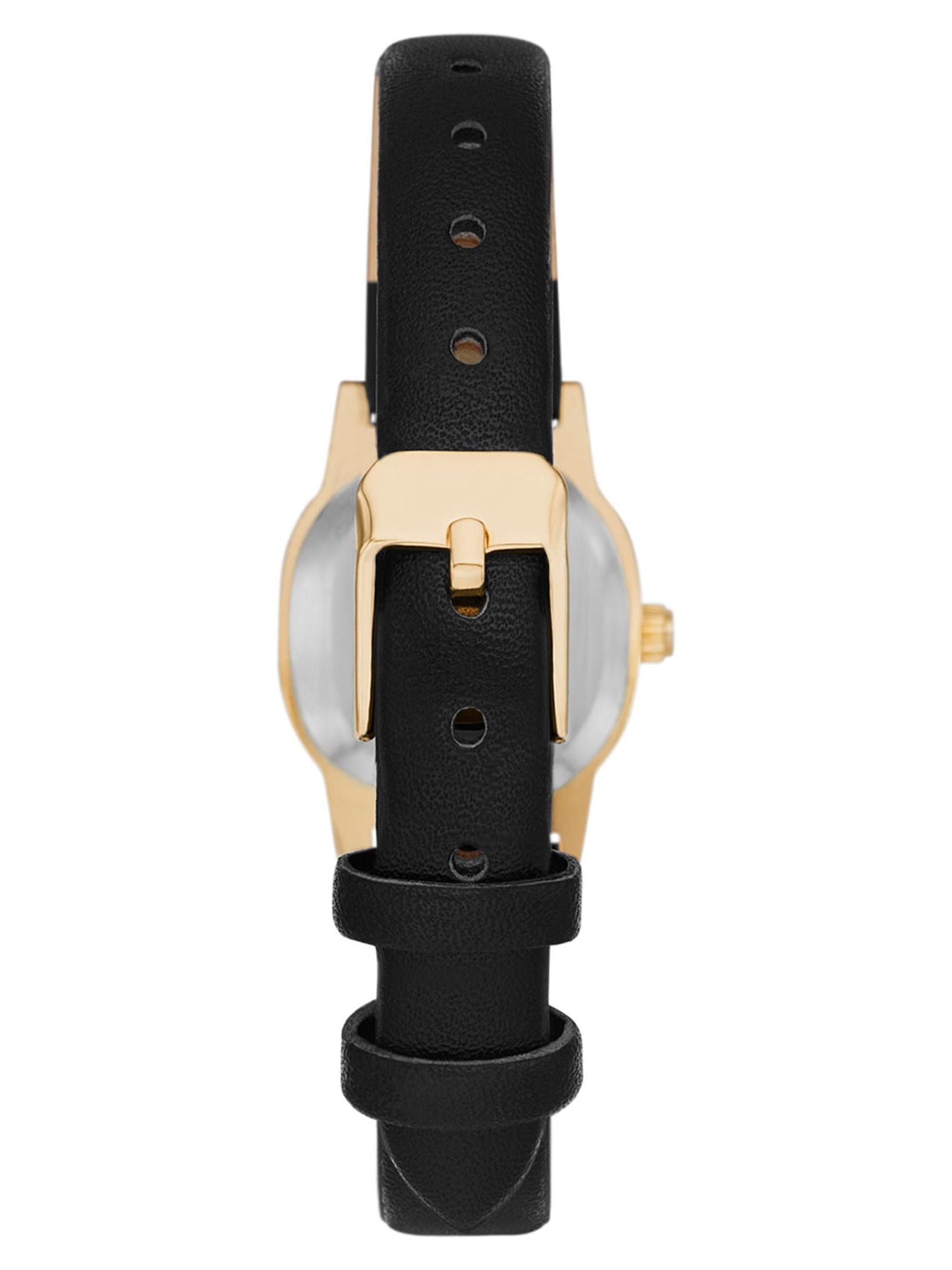 Time and Tru Women's Analog Wristwatch: Gold Tone Oval Case; Black Faux Leather Strap (FMDOTT061)